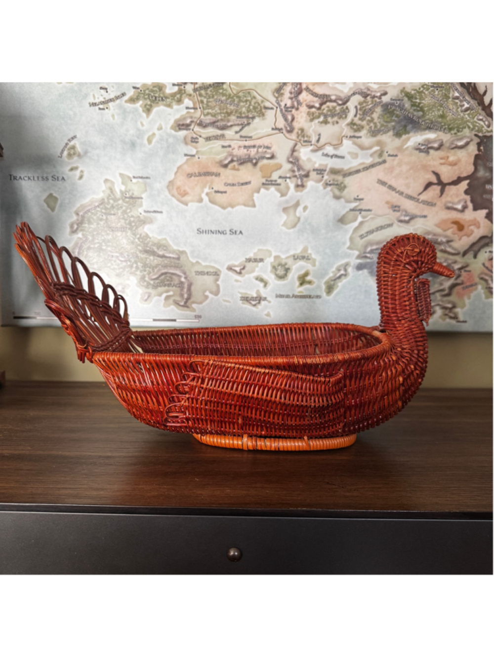 Vintage 1980s Wicker Turkey Basket – Thanksgiving Centerpiece
